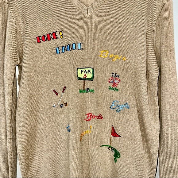 Vintage Andreno Argenti Golf Theme V-Neck Sweater - Picture 2 of 4